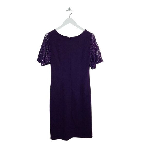 SLNY Women’s Plum Sheath‎ Lace Sequins Sleeve Size 8 NWT - Picture 2 of 4
